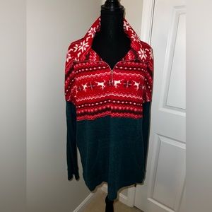 Chic Soul 1/4 zip Waffle Shirt w Winter/Christmas details Size 3X